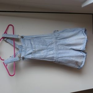 Old Navy Striped Distressed Jean Overalls